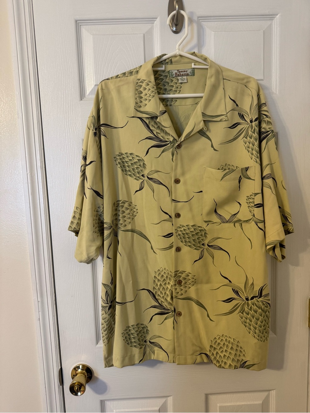 Tommy Bahama Pineapple Print Camp Shirt - Light Green and Black